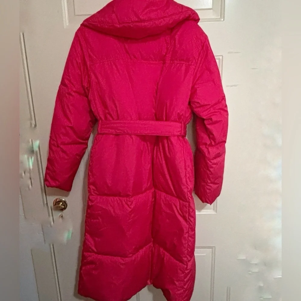 J. Crew Coral Puffer Long Coat w/Belt & Zip-up Front Size XS